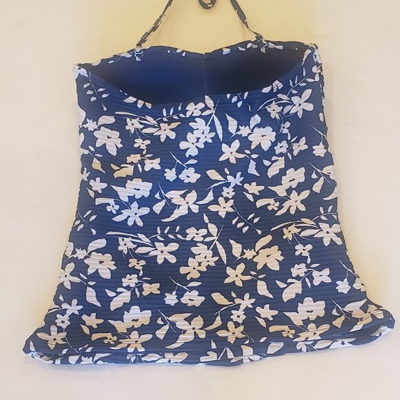 Heat Blue and White Flower Print Tankini Top - Picture 3 of 6